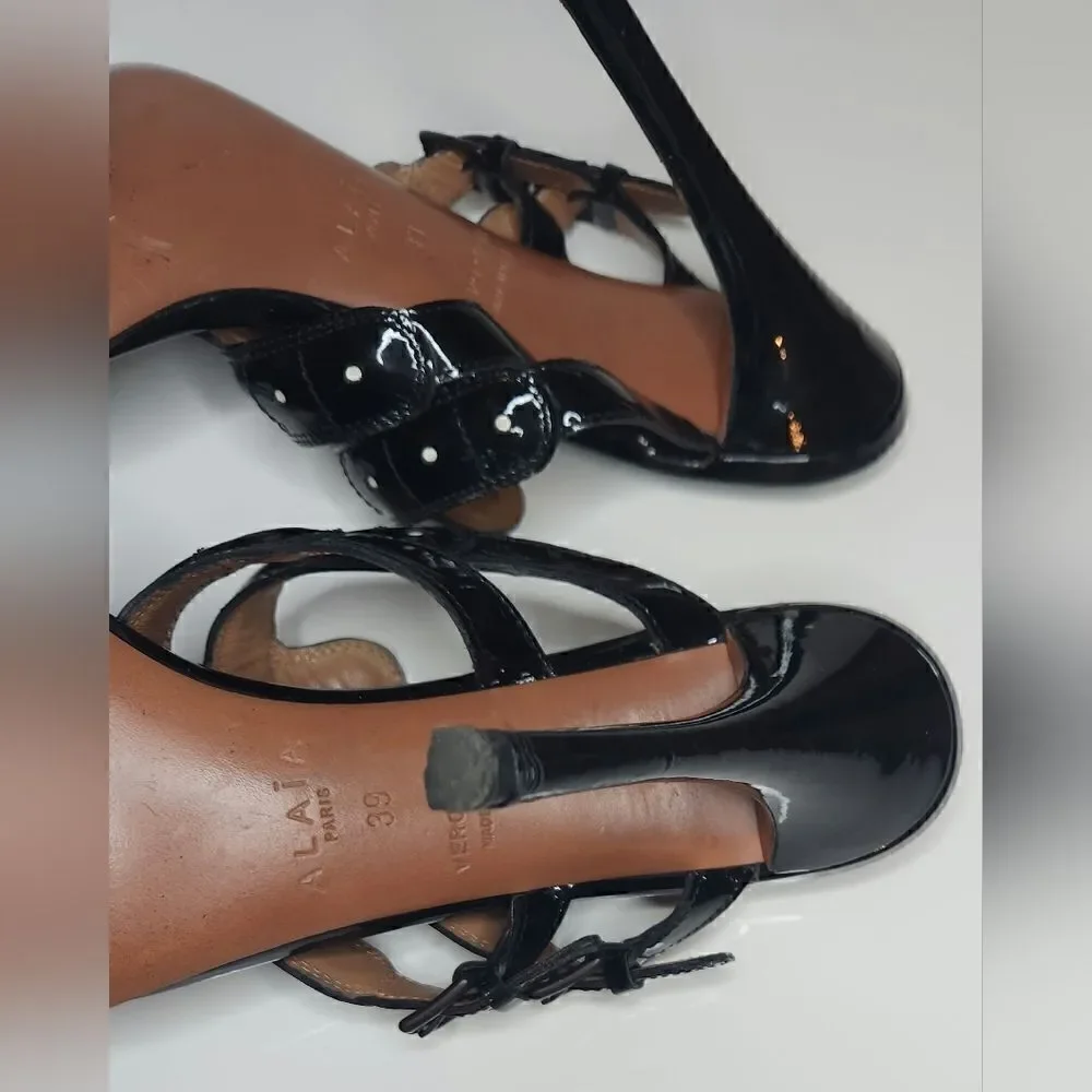 Alaïa Paris slip on heels black leather size 39